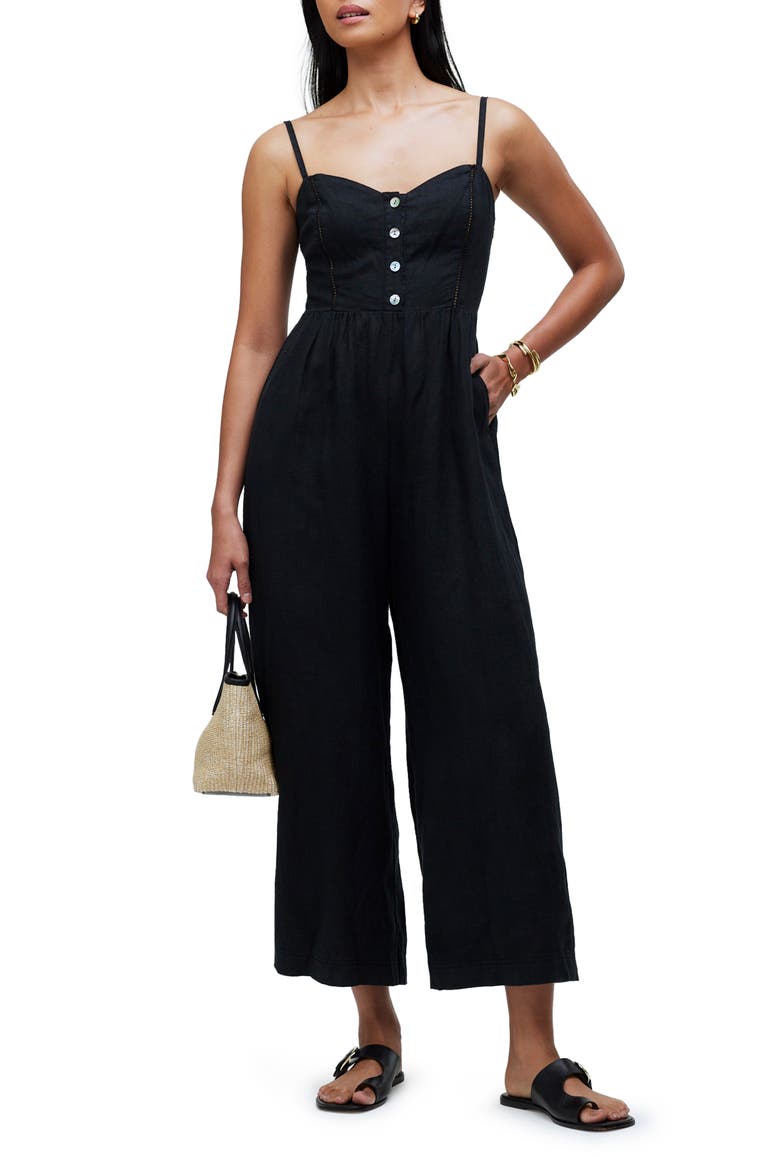 Campbell Refined Linen Jumpsuit, Main, color, TRUE BLACK