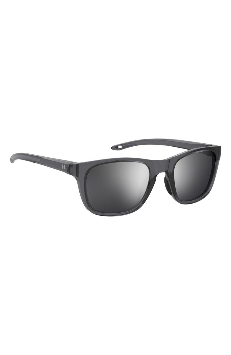 Under Armour 55mm Gradient Polarized Rectangular Sunglasses, Alternate, color, Grey