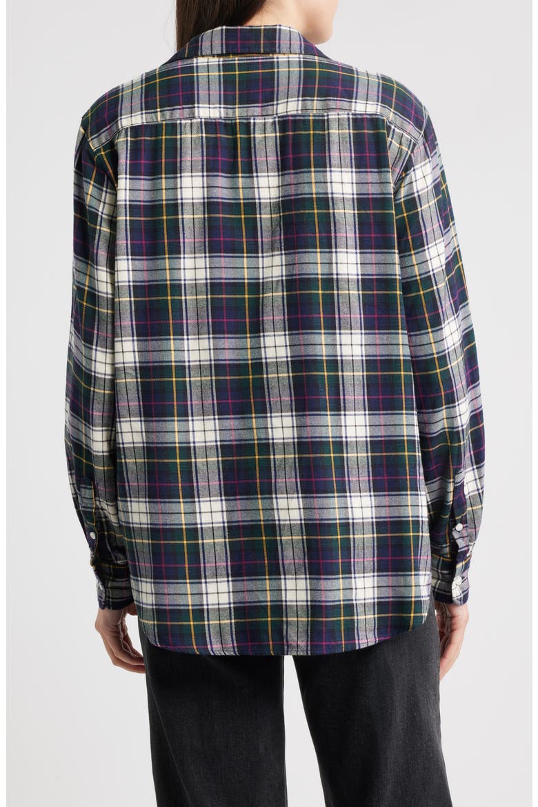 Plaid Relaxed Fit Cotton Button-Up Shirt, Alternate, color, WHITE NAV RED PLAID