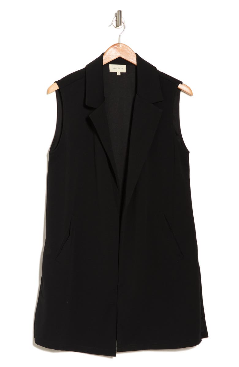 MELLODAY Notch Lapel Open Front Long Vest, Alternate, color, 