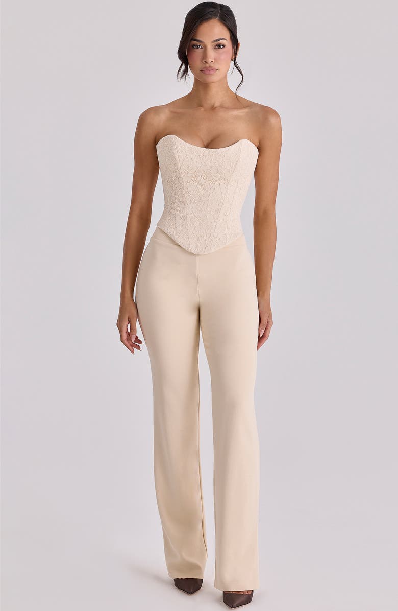 HOUSE OF CB Chiara Straight Leg Crepe Trousers, Alternate, color, Vintage Ivory