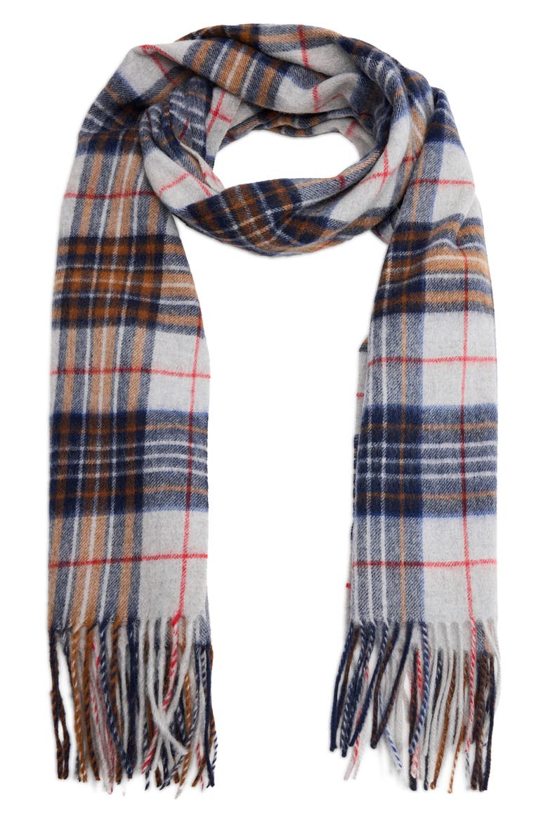Wool Check Scarf, Main, color, GREY