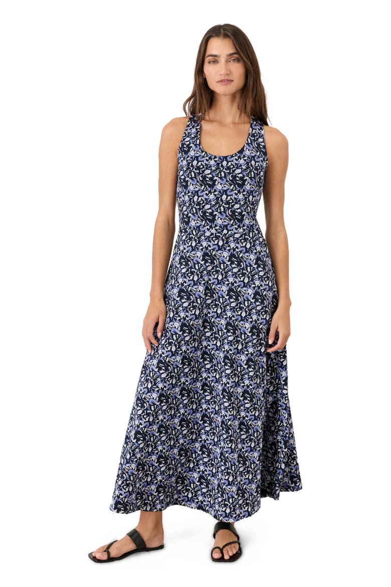 Fit & Flare Open Back Maxi Dress Made With Organic Cotton, Main, color, Paradise Petals Navy Blue
