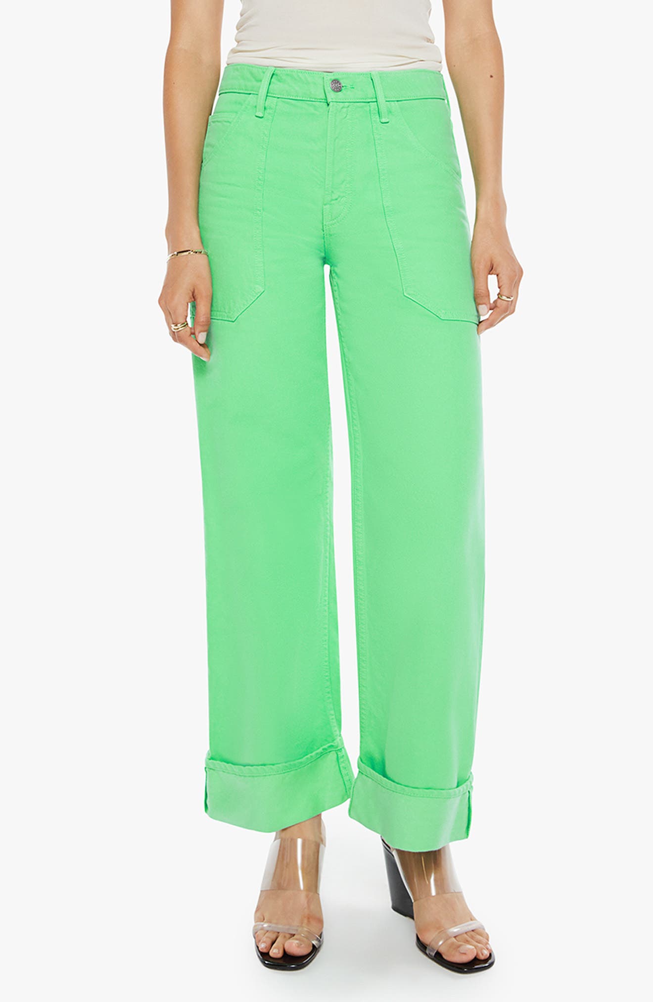 MOTHER Smoothie Carpenter Sneak Ankle Wide Leg Jeans