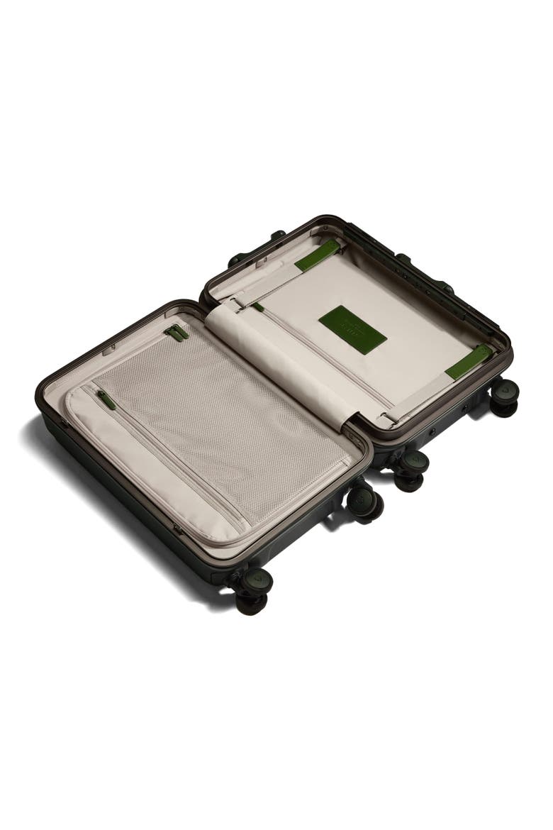 Heritage Stripe Cabin Suitcase, Alternate, color, Dark Forest Green