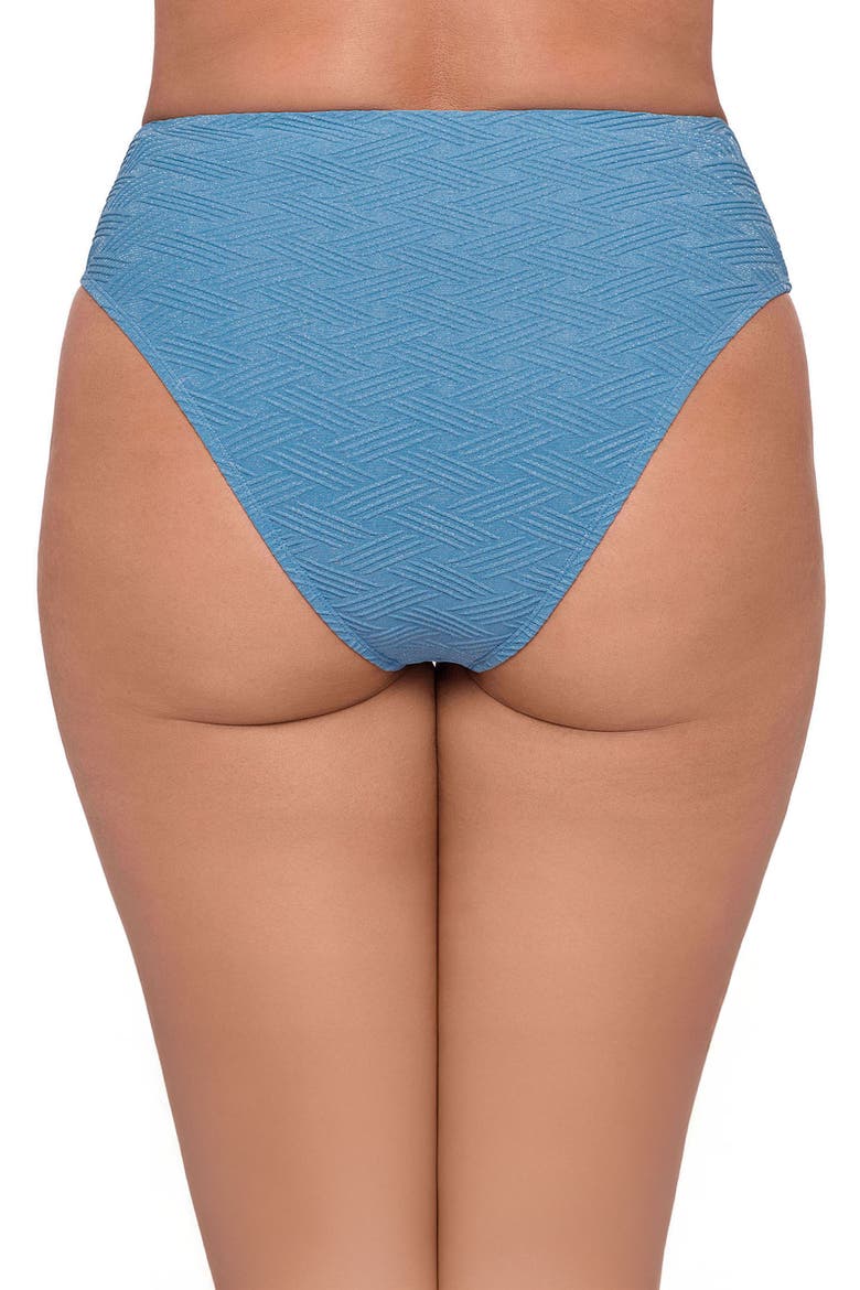 Smoothing and Sculpting Basket Weave High Leg High Rise Bikini Swimsuit Bottoms, Alternate, color, Powder Blue Basket Weave