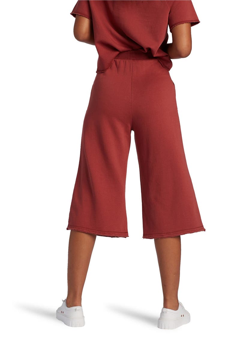 Catching Waves Wide Leg Knit Crop Pants, Alternate, color, MARSALA