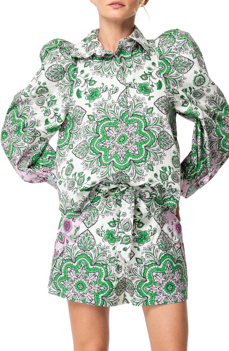 CIEBON Krisa Puff Sleeve Top, Alternate, color, Green Multi