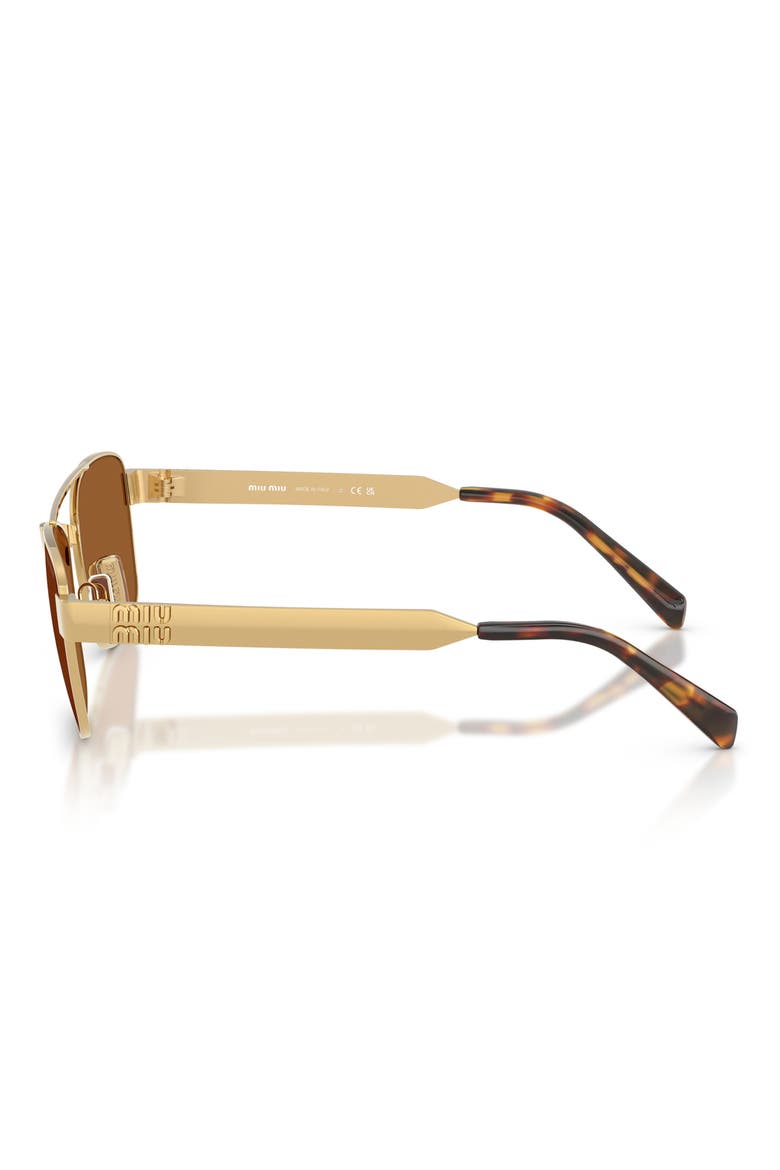 56mm Rectangle Sunglasses, Alternate, color, GOLD / DARK BRONZE