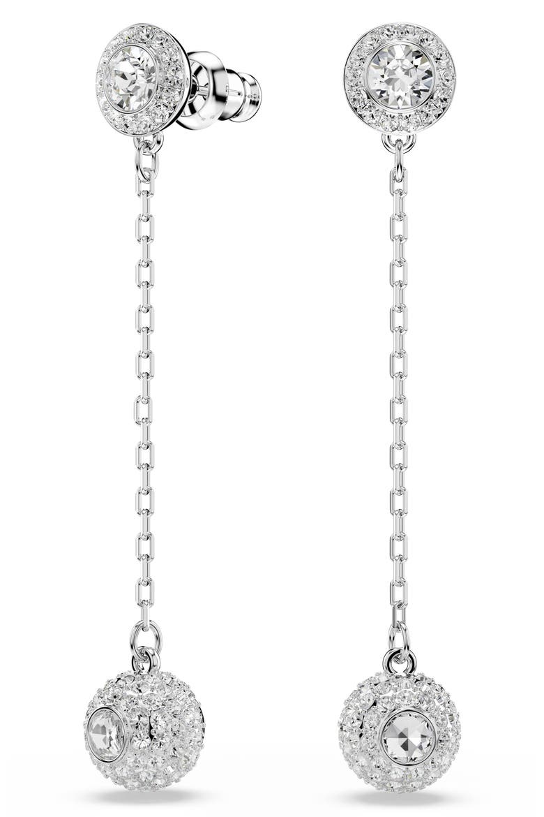 Una Linear Drop Earrings, Alternate, color, RHODIUM