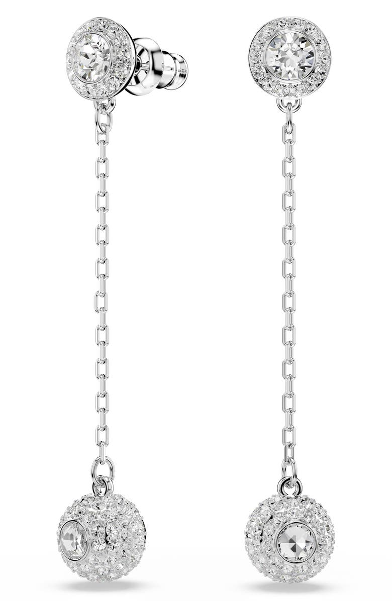 Swarovski Una Linear Drop Earrings, Alternate, color, Rhodium