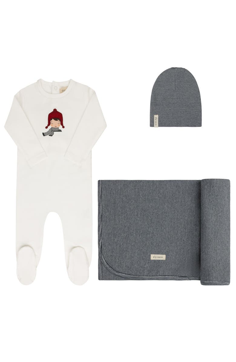 Ely's & Co. French Terry Autumn Kids Collection - Take Me Home Set, Main, color, Ivory/Blue