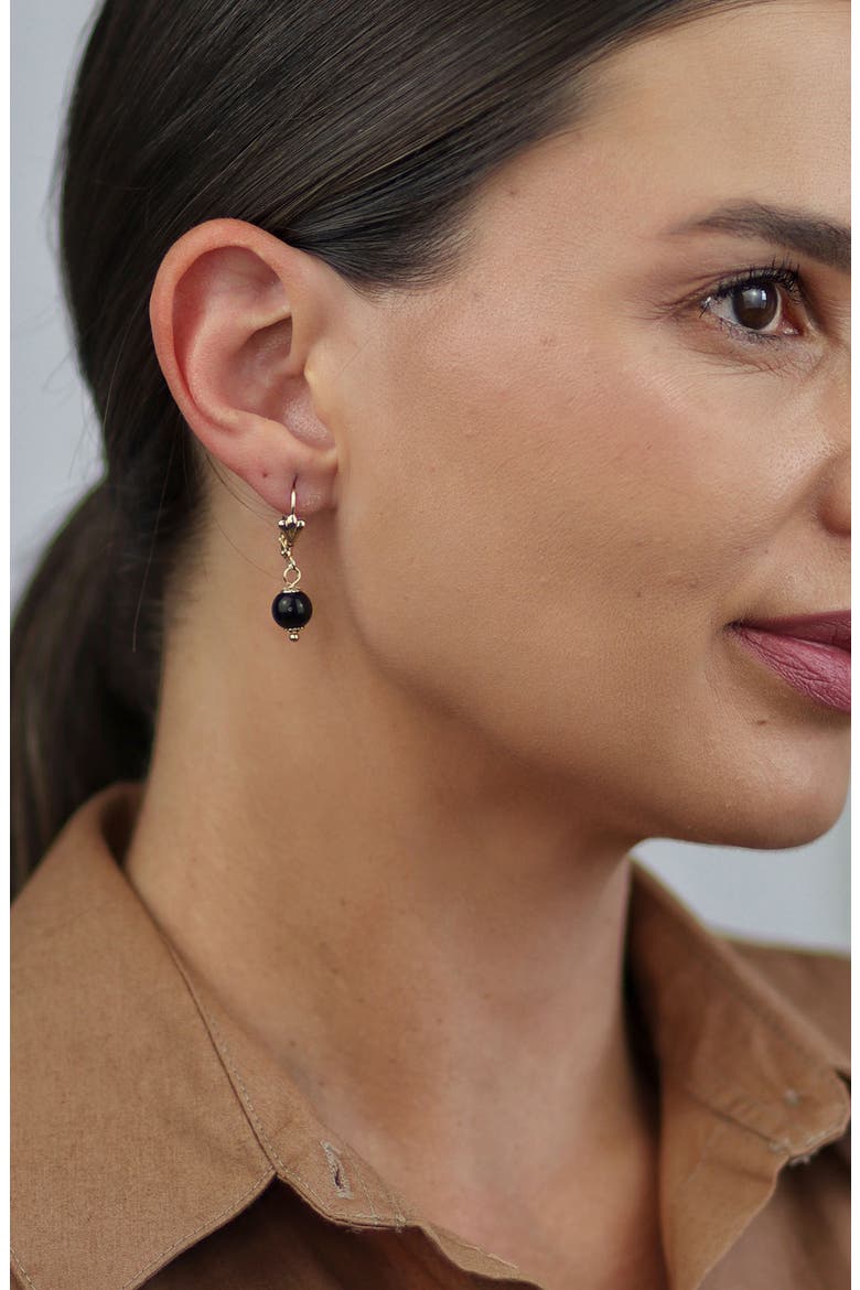 Set of 2 Assorted Classic Round Stone Drop Earrings, Alternate, color, BLACK
