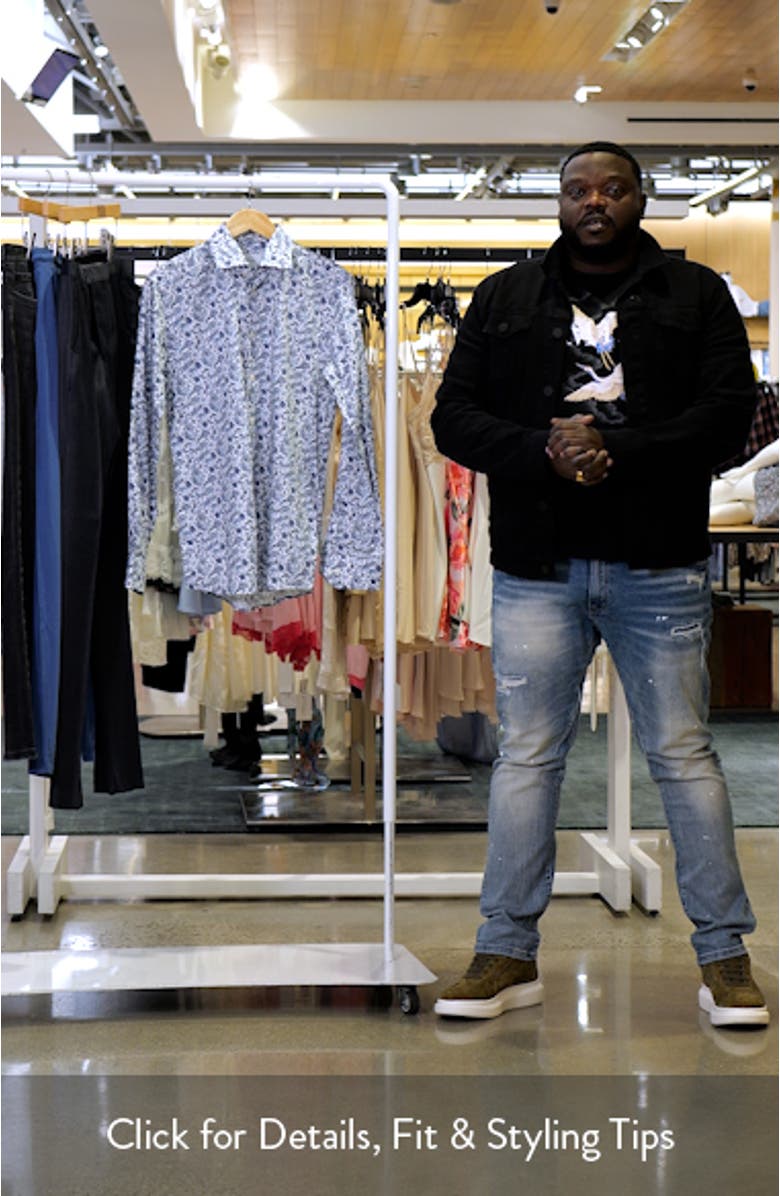 Slim Fit Paisley Print Cotton Dress Shirt, sales video thumbnail