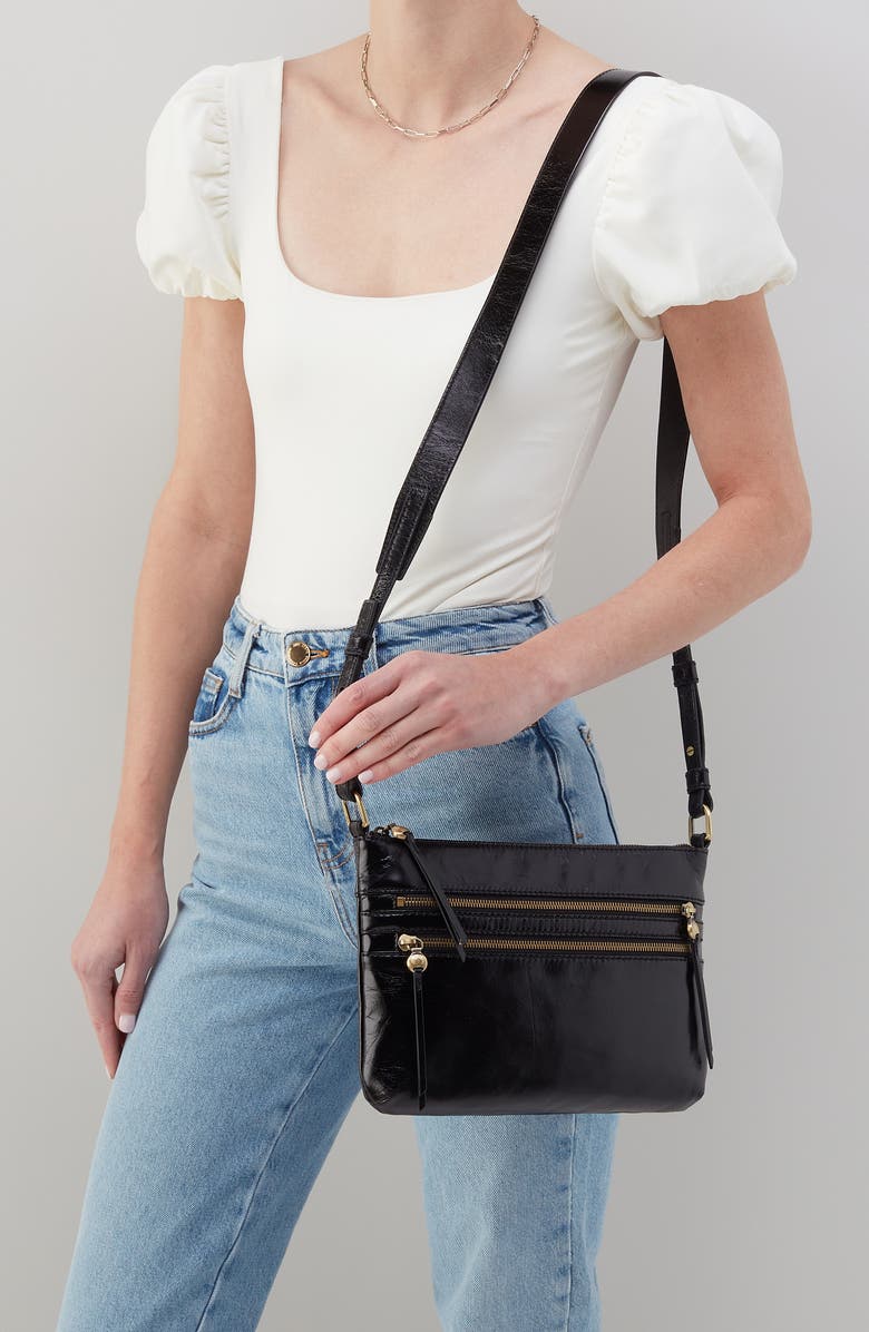 HOBO Billie Leather Crossbody Bag, Alternate, color, Black