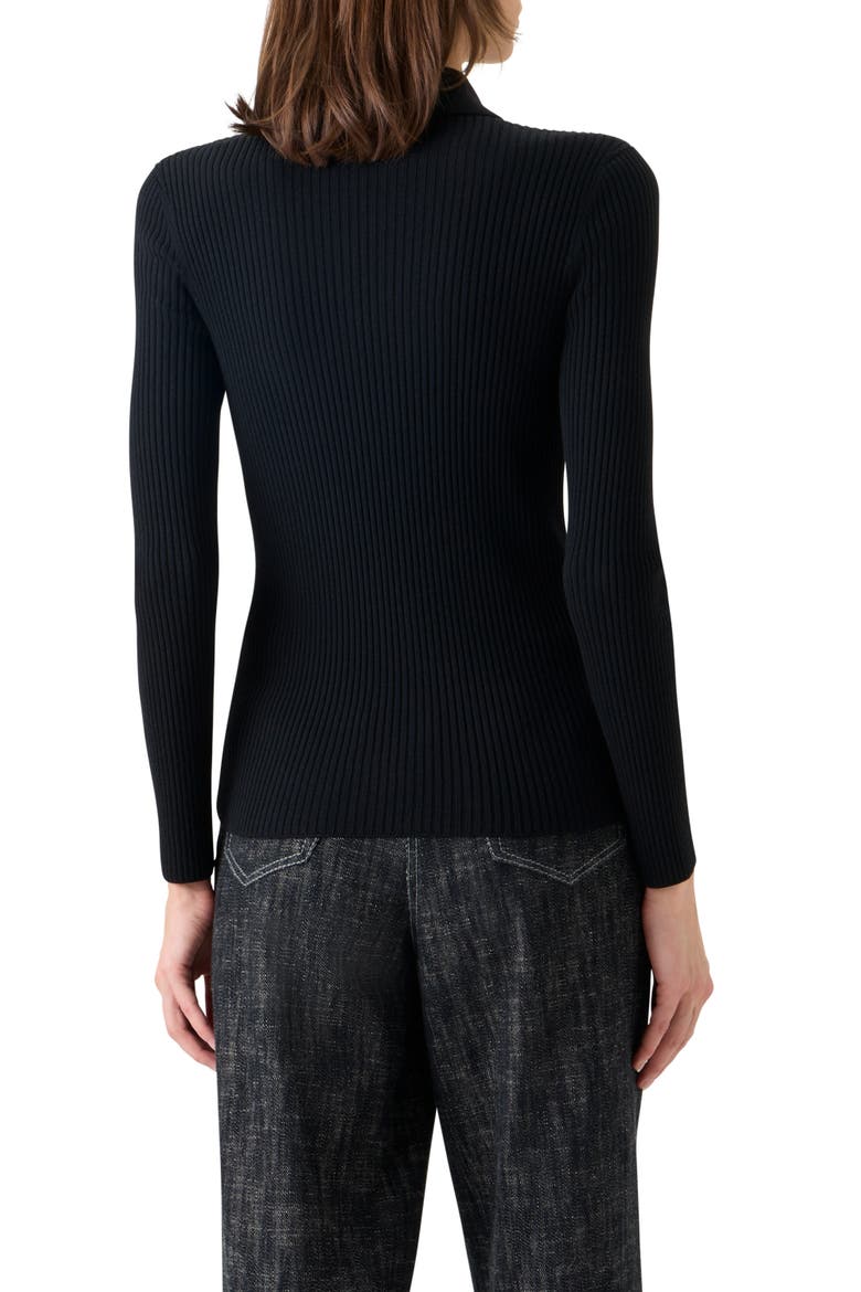 Fitted Merino Wool Rib Cardigan, Alternate, color, BLACK