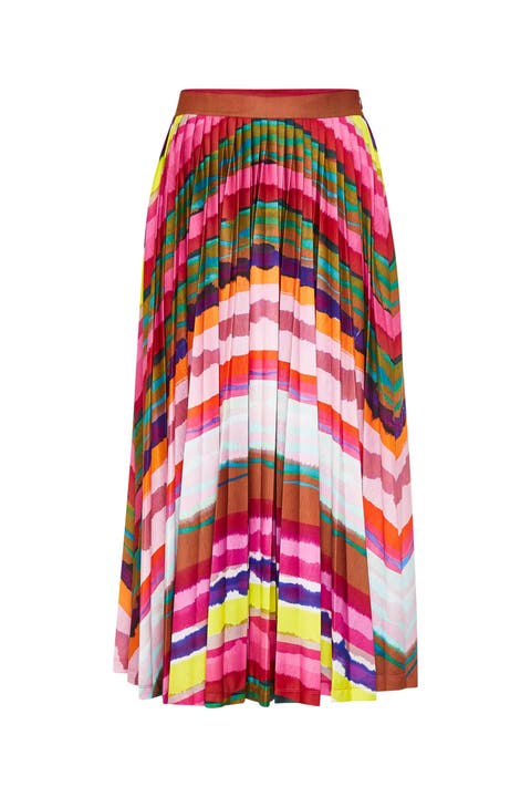 Multicolour Plissee Jersey Skirt
