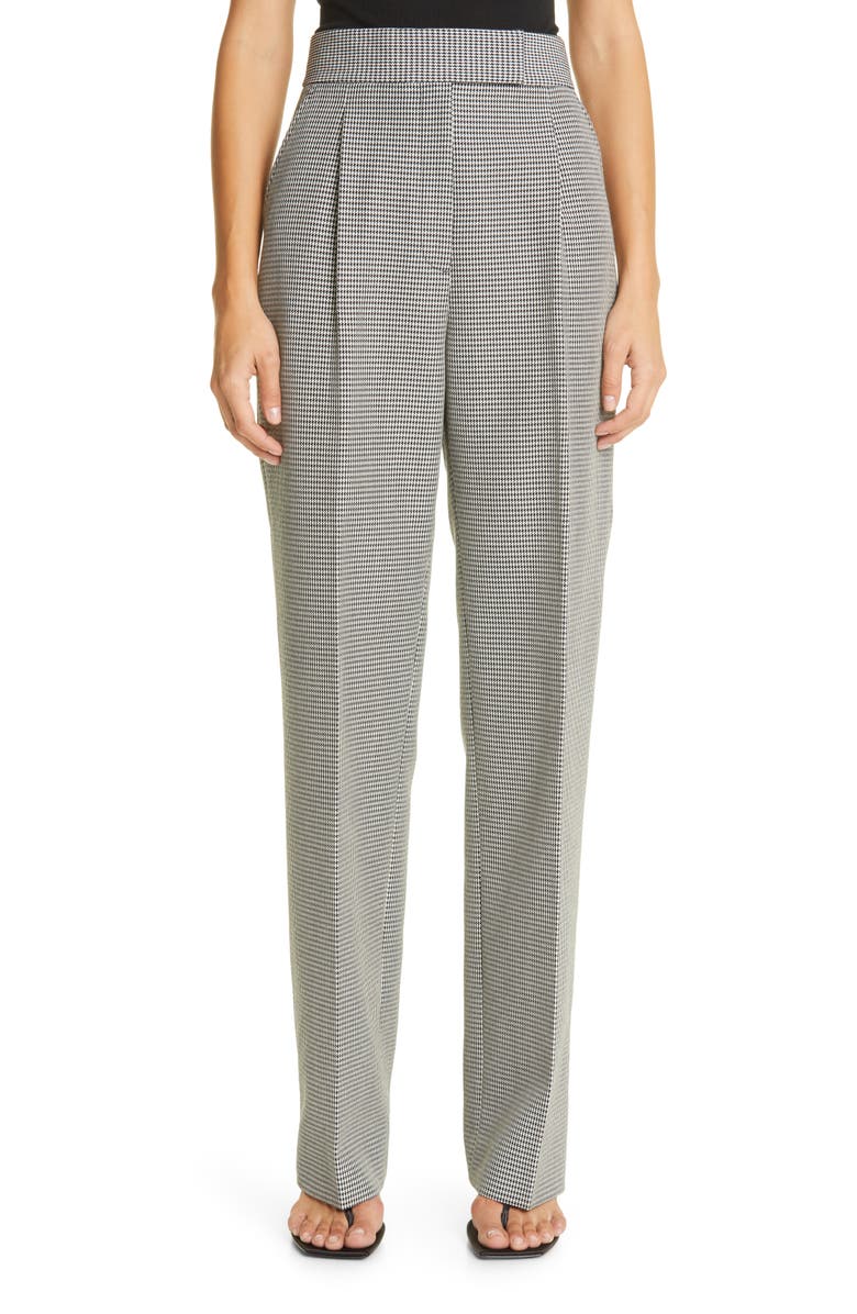 Alexander Wang Houndstooth Pleated High Waist Wool Blend Pants, Main, color, 