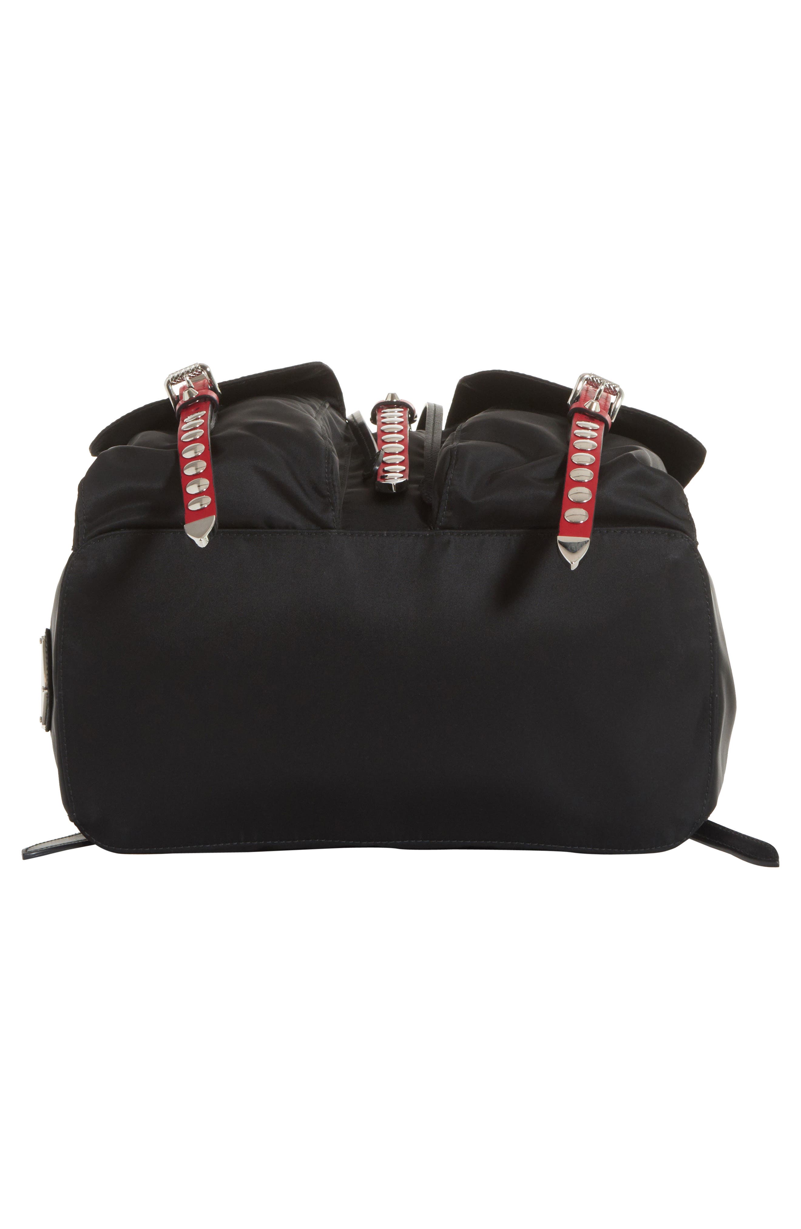 Prada Studded Nylon Backpack, Alternate, color, 