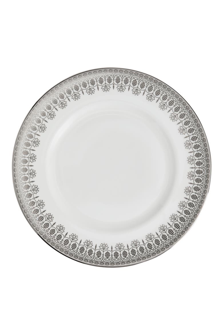 Silver Tonquin Bone China Plate, Main, color, SILVER