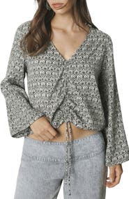MANGO TEEN Printed Drawstring Hem Top