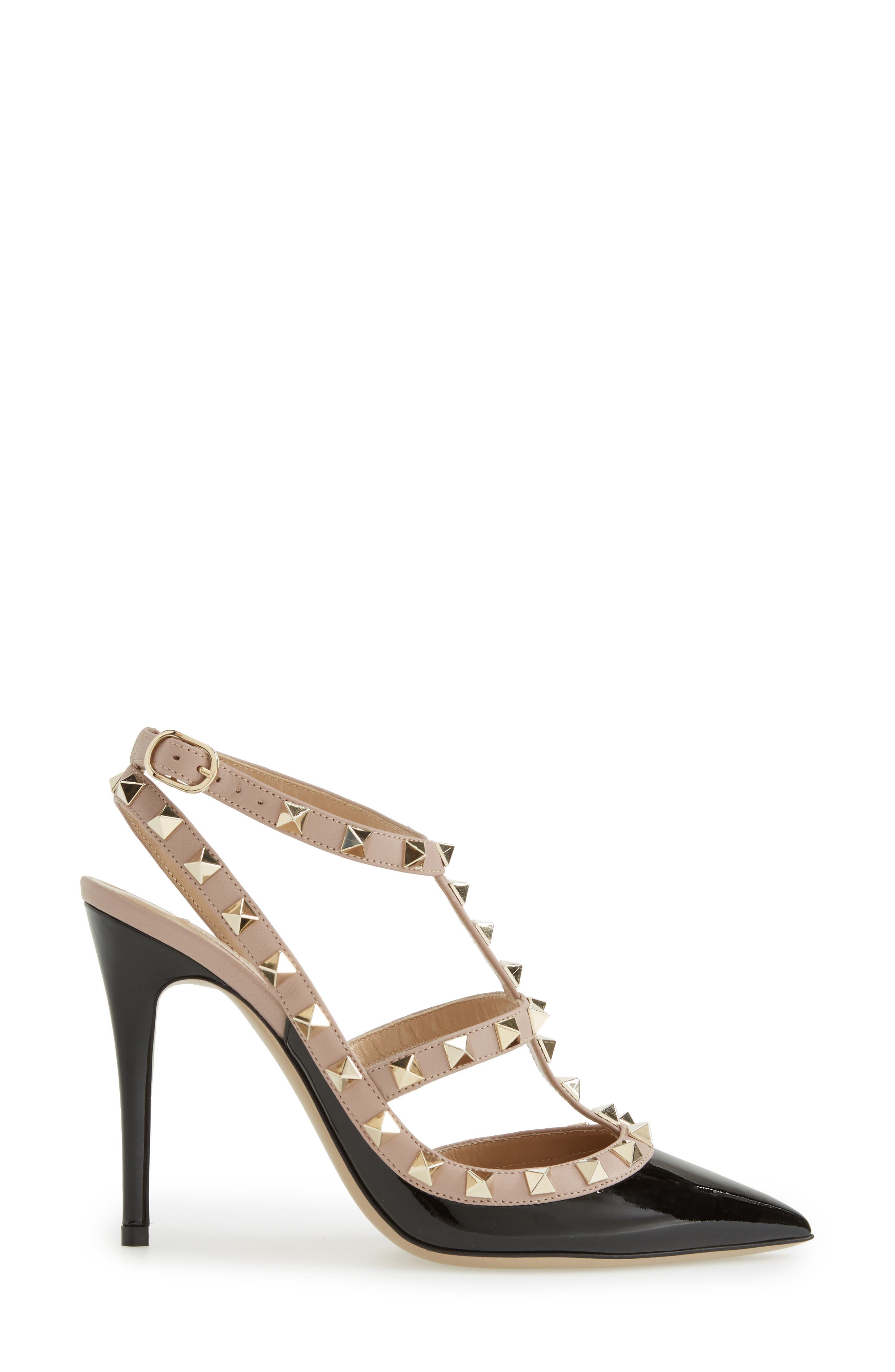 Valentino Garavani Rockstud T-Strap Pointed Toe Pump, Alternate, color, 