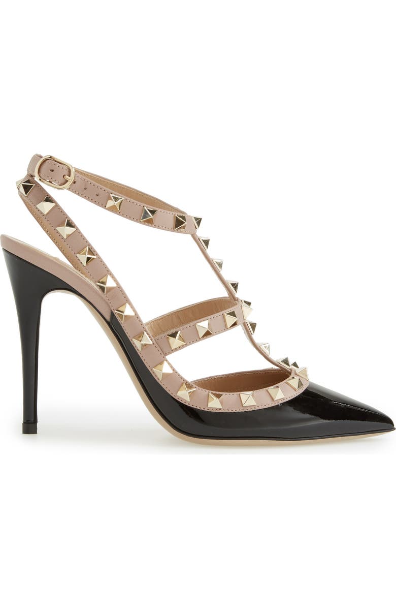 Valentino Garavani Rockstud T-Strap Pointed Toe Pump, Alternate, color,