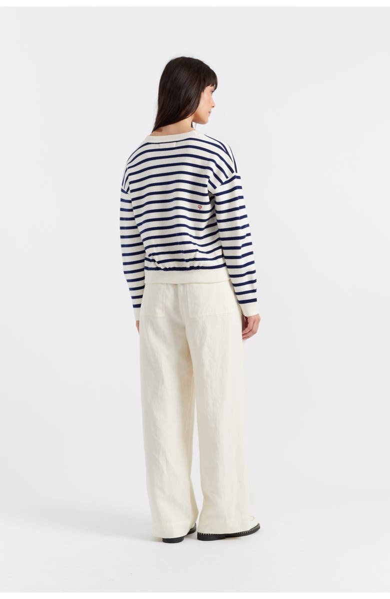 Chinti & Parker Snoopy Breton Milano Embroidered Merino Wool Cardigan, Alternate, color, Cream/Admiral Blue