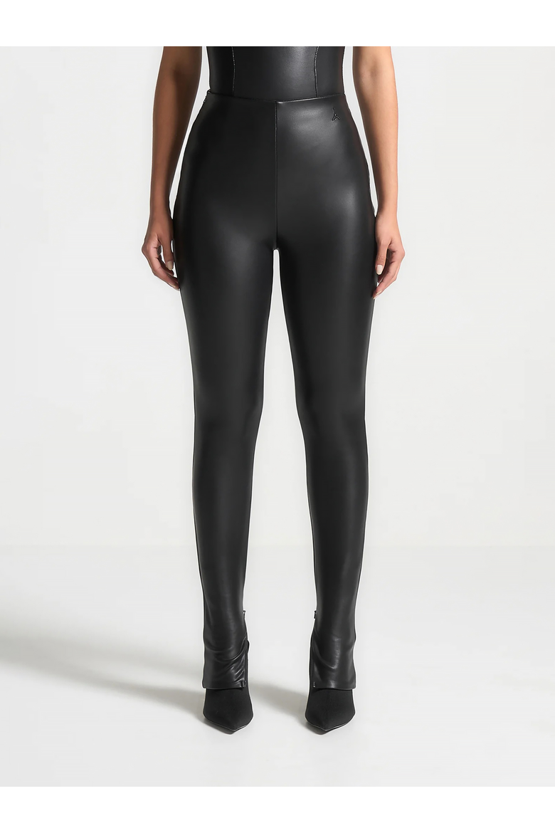 Sculpted Leather Leggings, Alternate, color, Black
