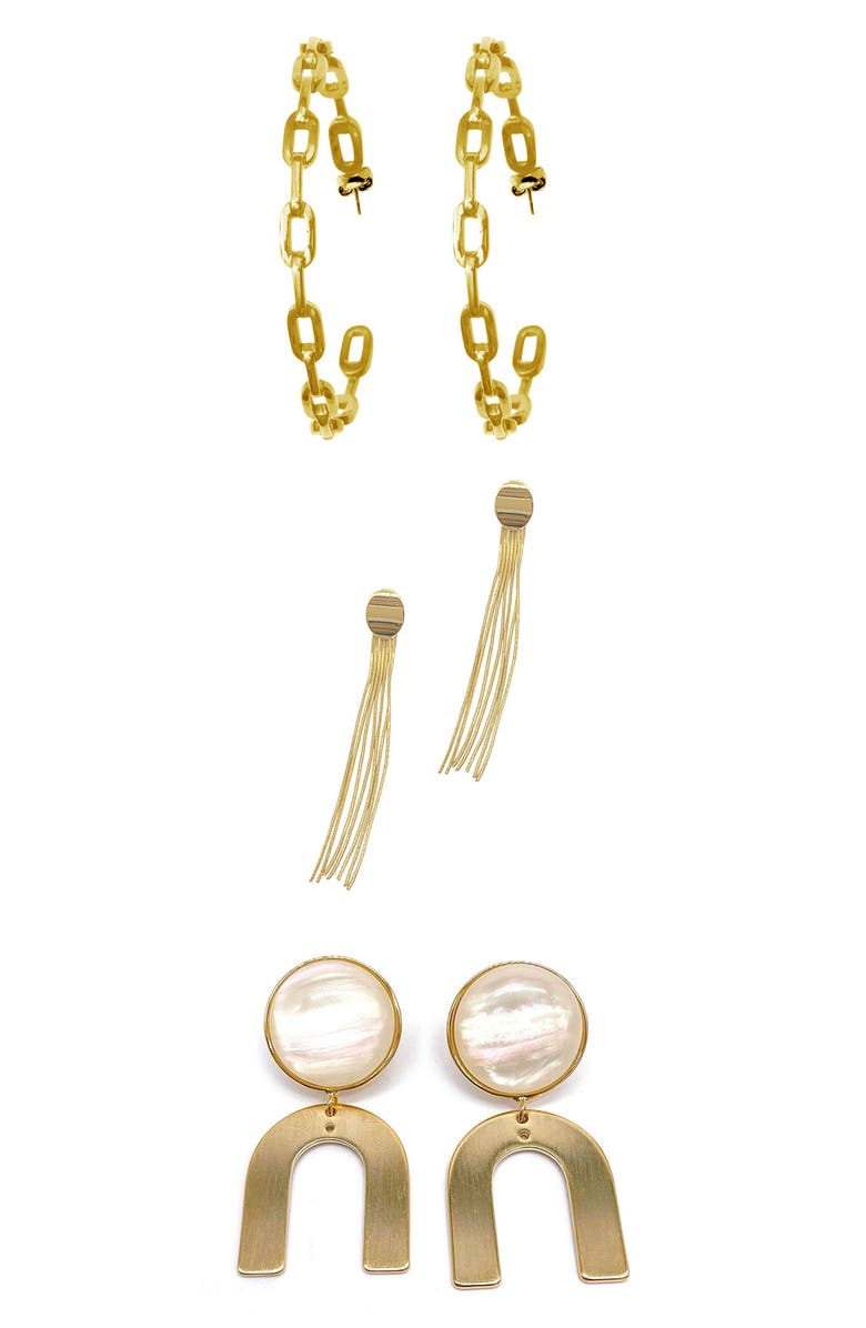 Adornia 3-Piece Assorted Earrings Set, Main, color, 