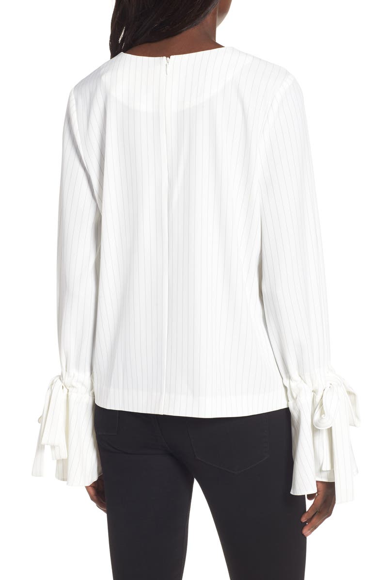 J.O.A. Pinstripe Tie Sleeve Top, Alternate, color, 