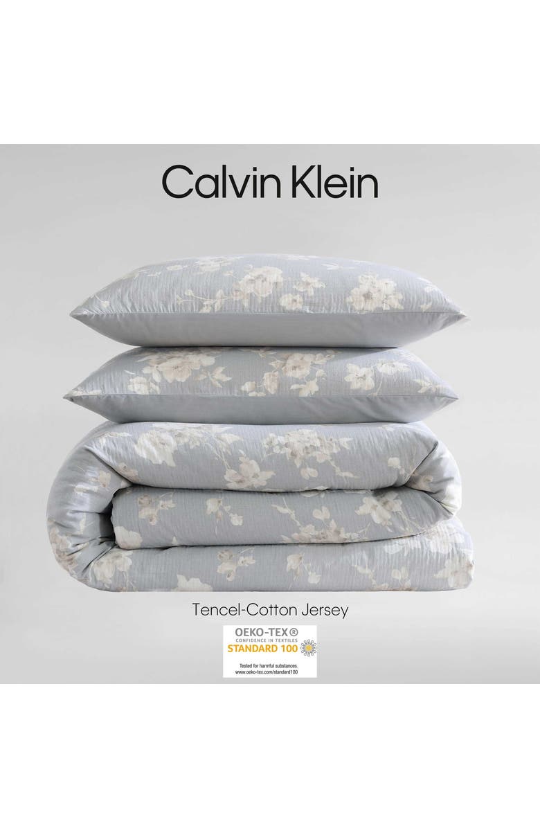 Calvin Klein Home Eternity Floral Reversible Cotton Gauze Duvet Cover & Shams Set, Alternate, color, Open Lt-Pastel Grey