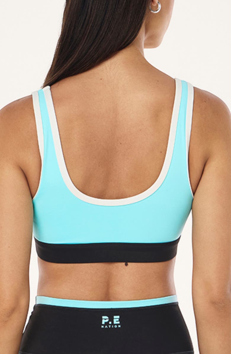 P.E Nation Pursuit Sports Bra, Alternate, color, Aqua