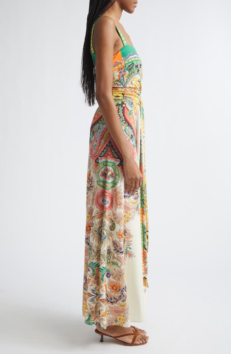 Etro Paisley Print Stretch Maxi Sundress, Alternate, color, Print On White Base
