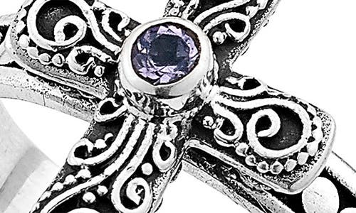 Samuel B. Amethyst Cross Ring In Brown