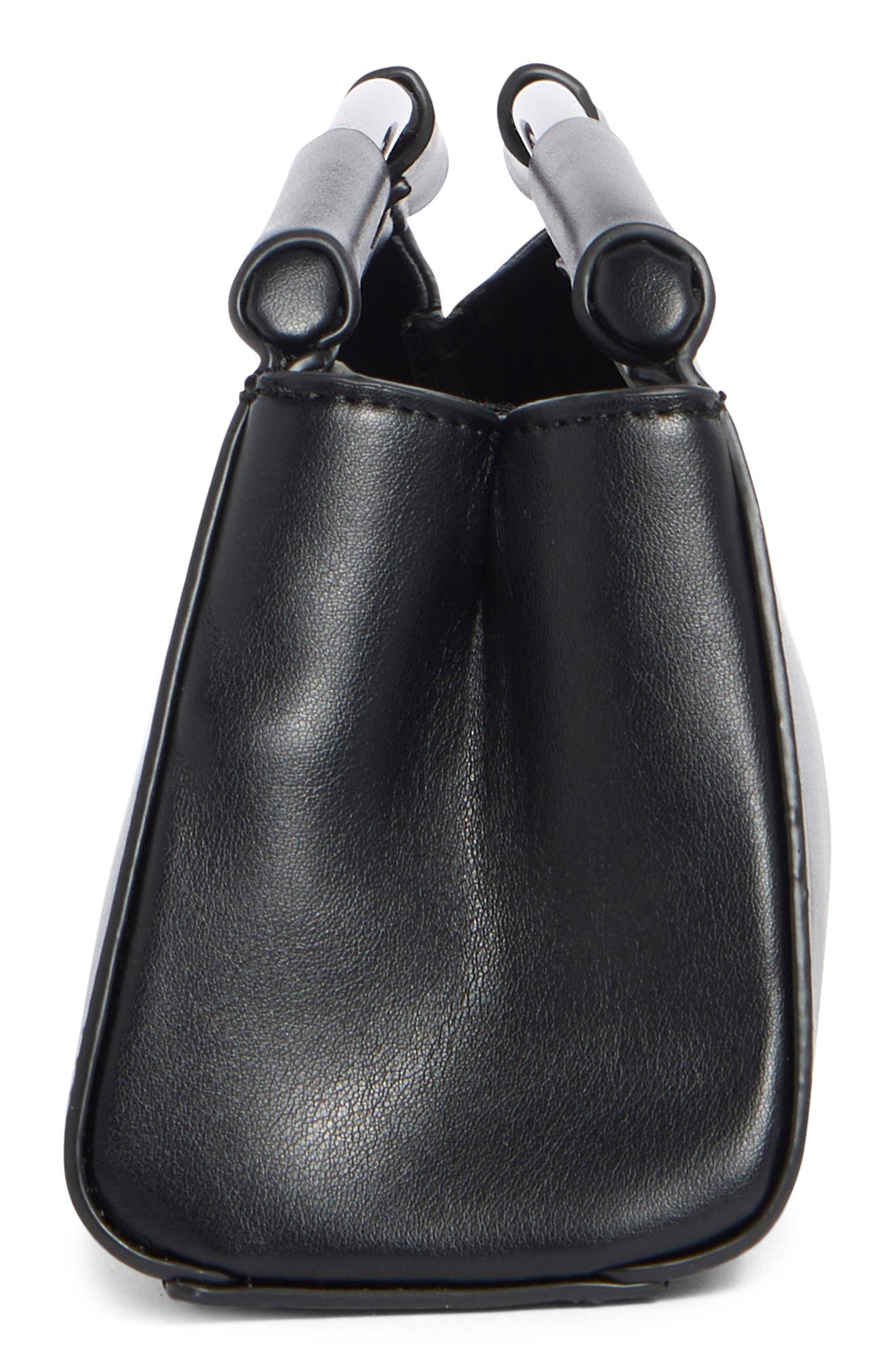 BCBG Curved Hardware Handle Clutch, Alternate, color, Black