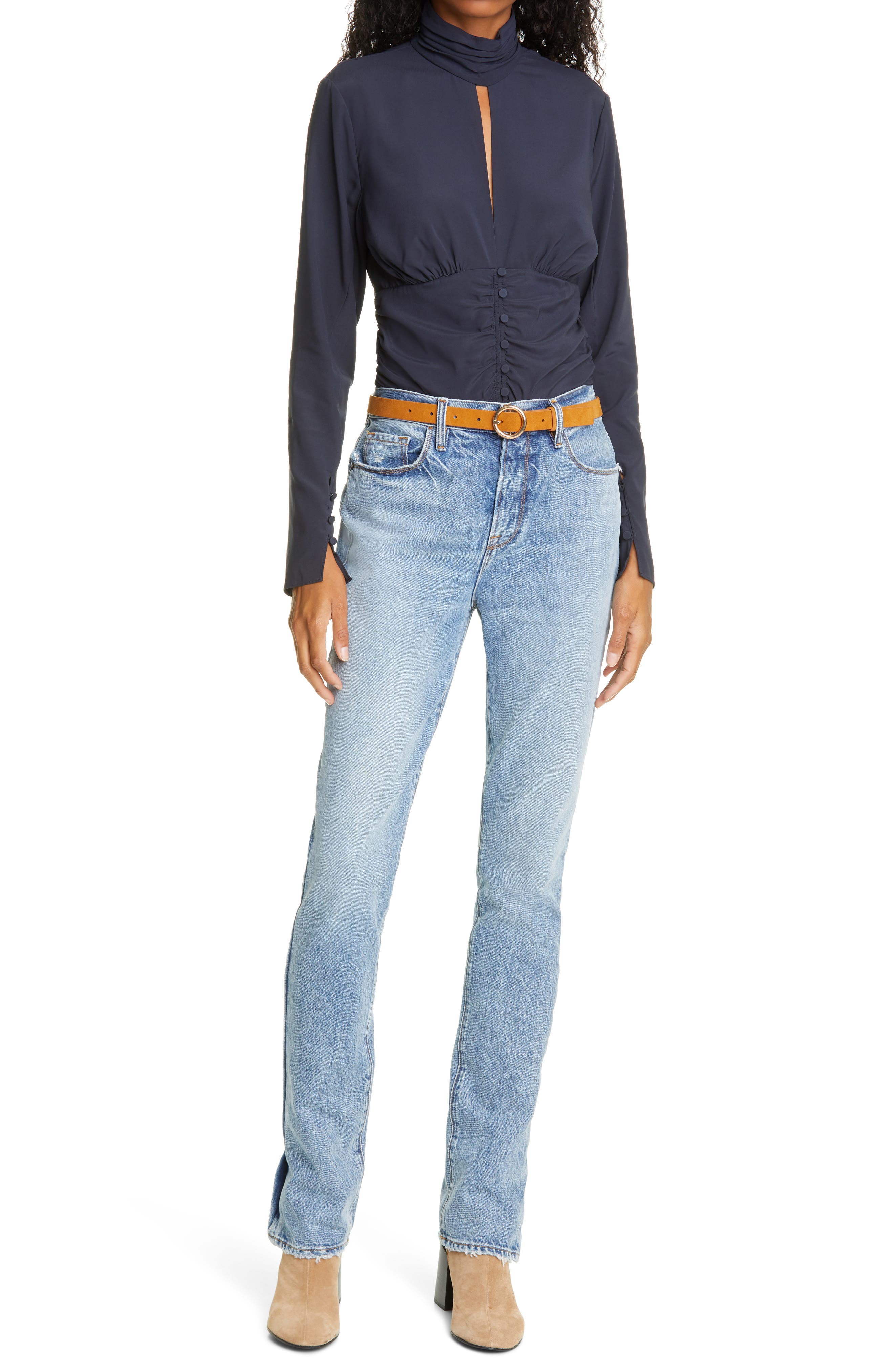 FRAME Felicity Mock Neck Blouse (Women) | Nordstrom