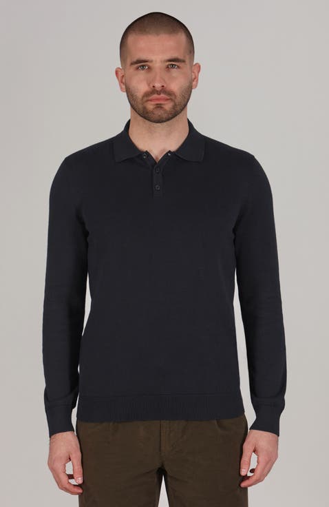 Cotton Long Sleeve Knitted Polo Shirt