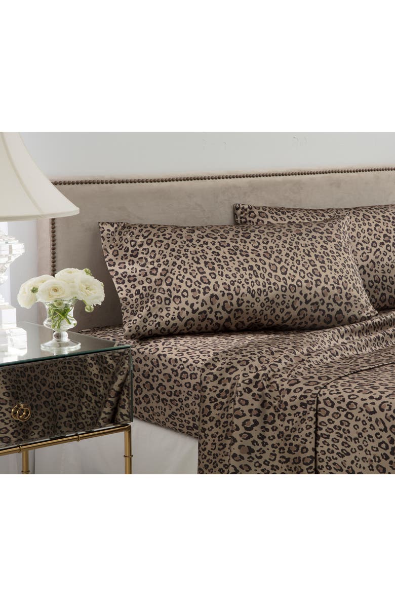 Martex Elegance Leopard Satin Sheet Set, Alternate, color, Leopard