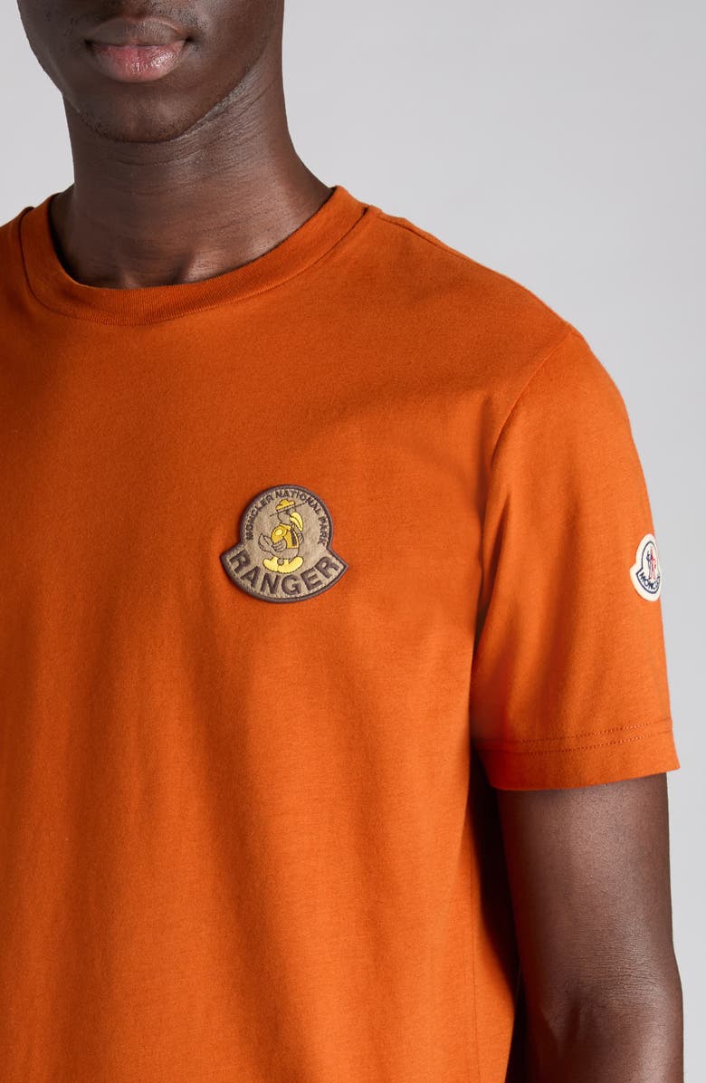 Moncler Logo Patch Cotton T-Shirt, Alternate, color, Potters Clay