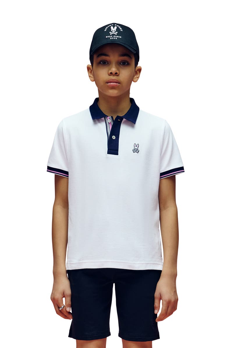 Psycho Bunny Kids' Archive Classic Bunny Knit Polo, Alternate, color, White