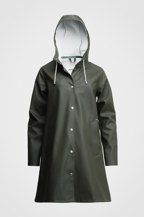 Stutterheim Mosebacke Hooded Long Sleeve Raincoat In Pink