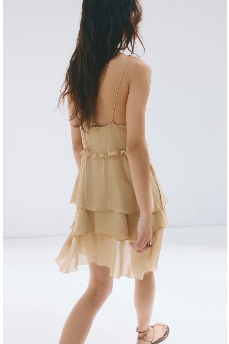 Bead Detail Ruffle Sleeveless Dress, Alternate, color, BEIGE