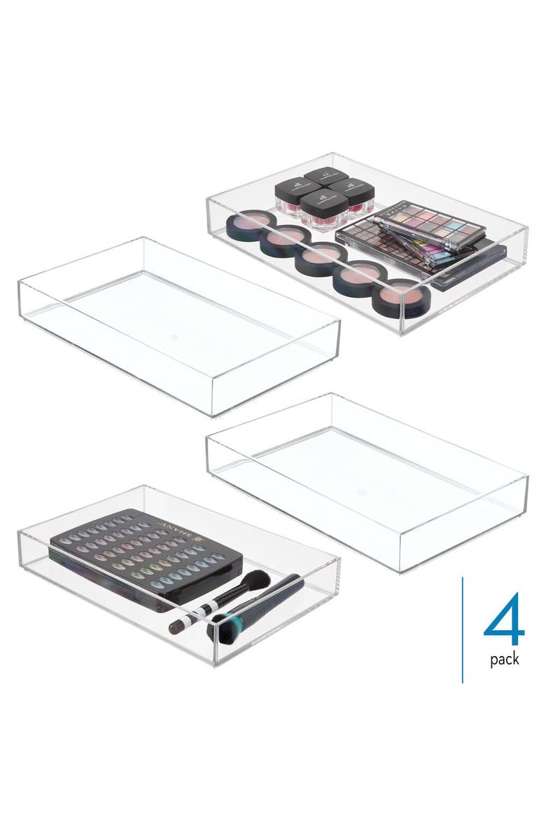 Set of 4 Makeup Drawer Organizer Trays for Vanity - Clear, Alternate, color, Clear