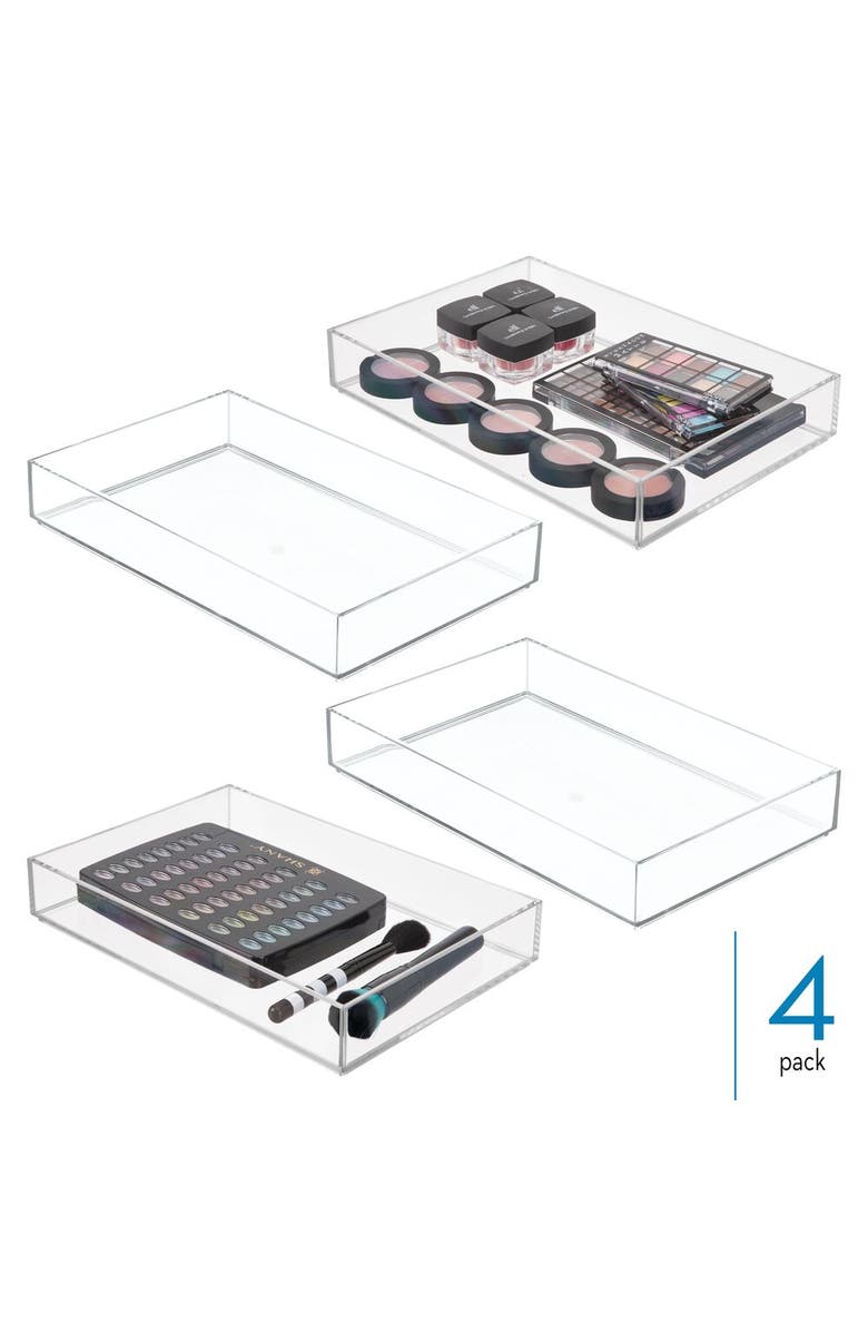 iDesign Set of 4 Makeup Drawer Organizer Trays for Vanity - Clear, Alternate, color, Clear