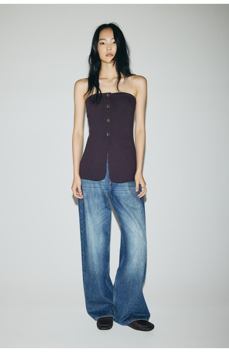 H&M Ponte Di Roma Bandeau Waistcoat, Alternate, color, Dark Plum Purple