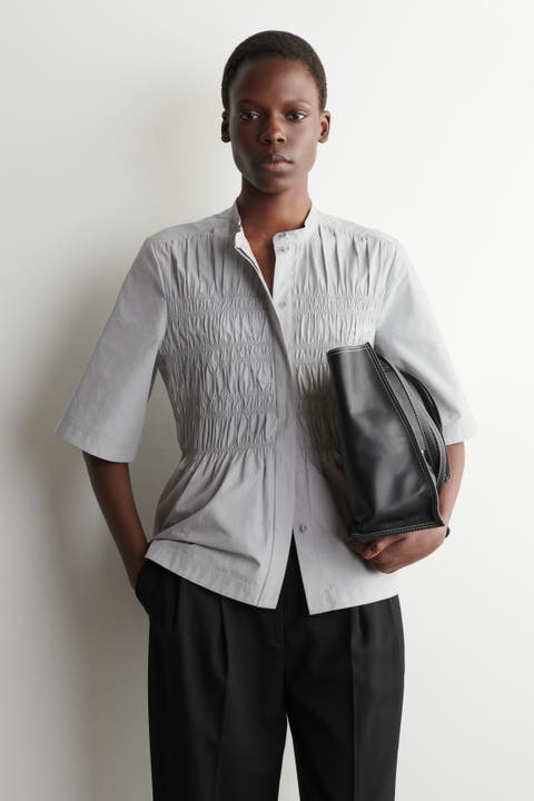 Ruched Cotton Blouse