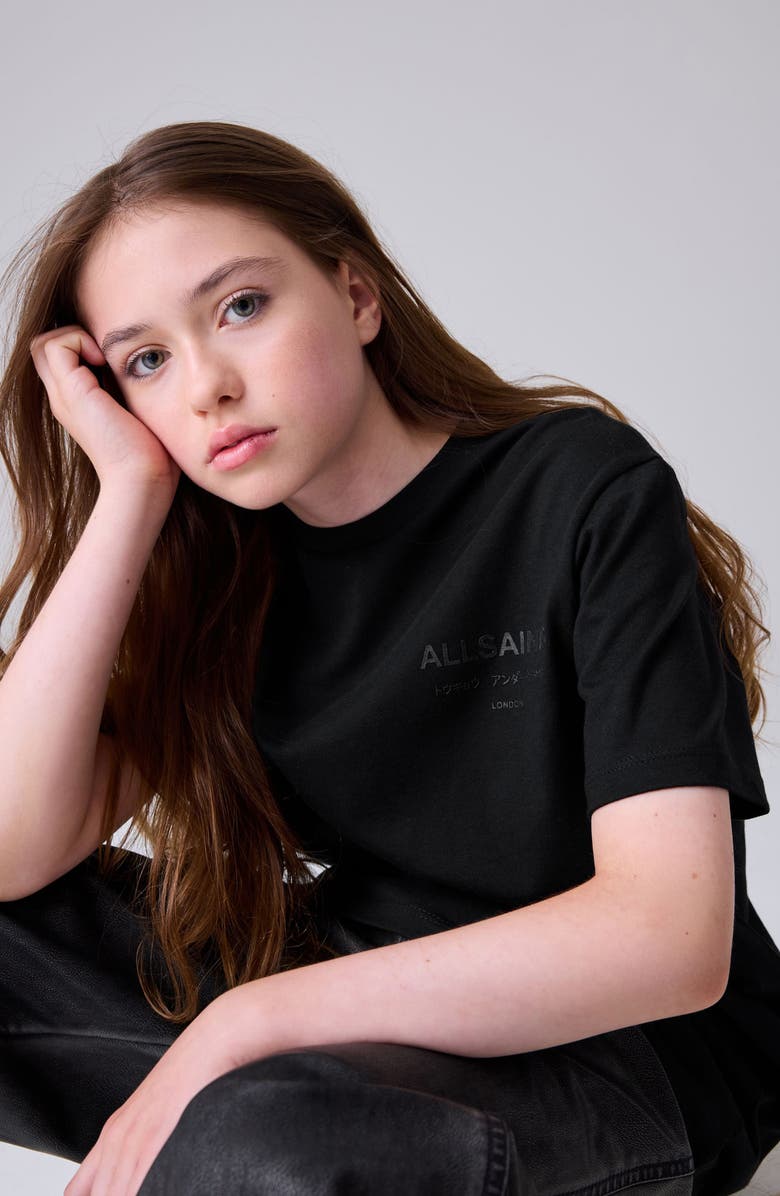 smALLSAINTS by ALLSAINTS Kids' Underground Sequin Logo Cotton Graphic T-Shirt, Alternate, color, Black