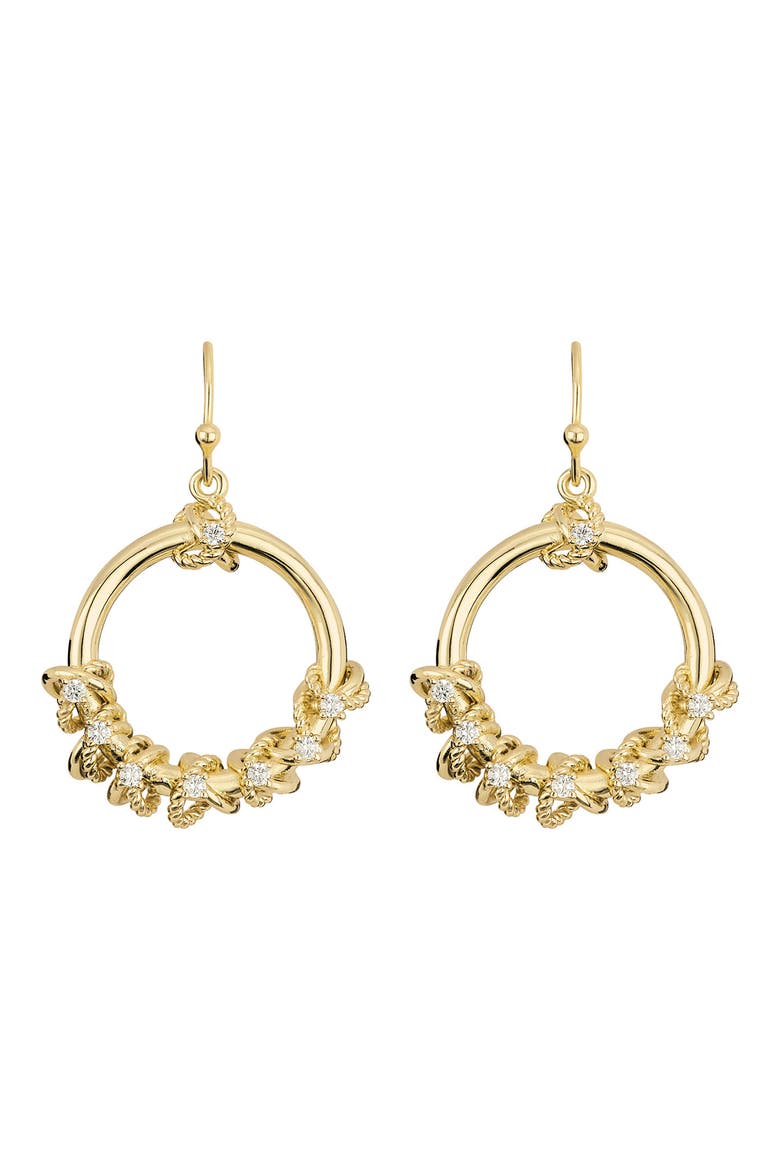 Cubic Zirconia Frontal Hoop Earrings, Main, color, GOLD