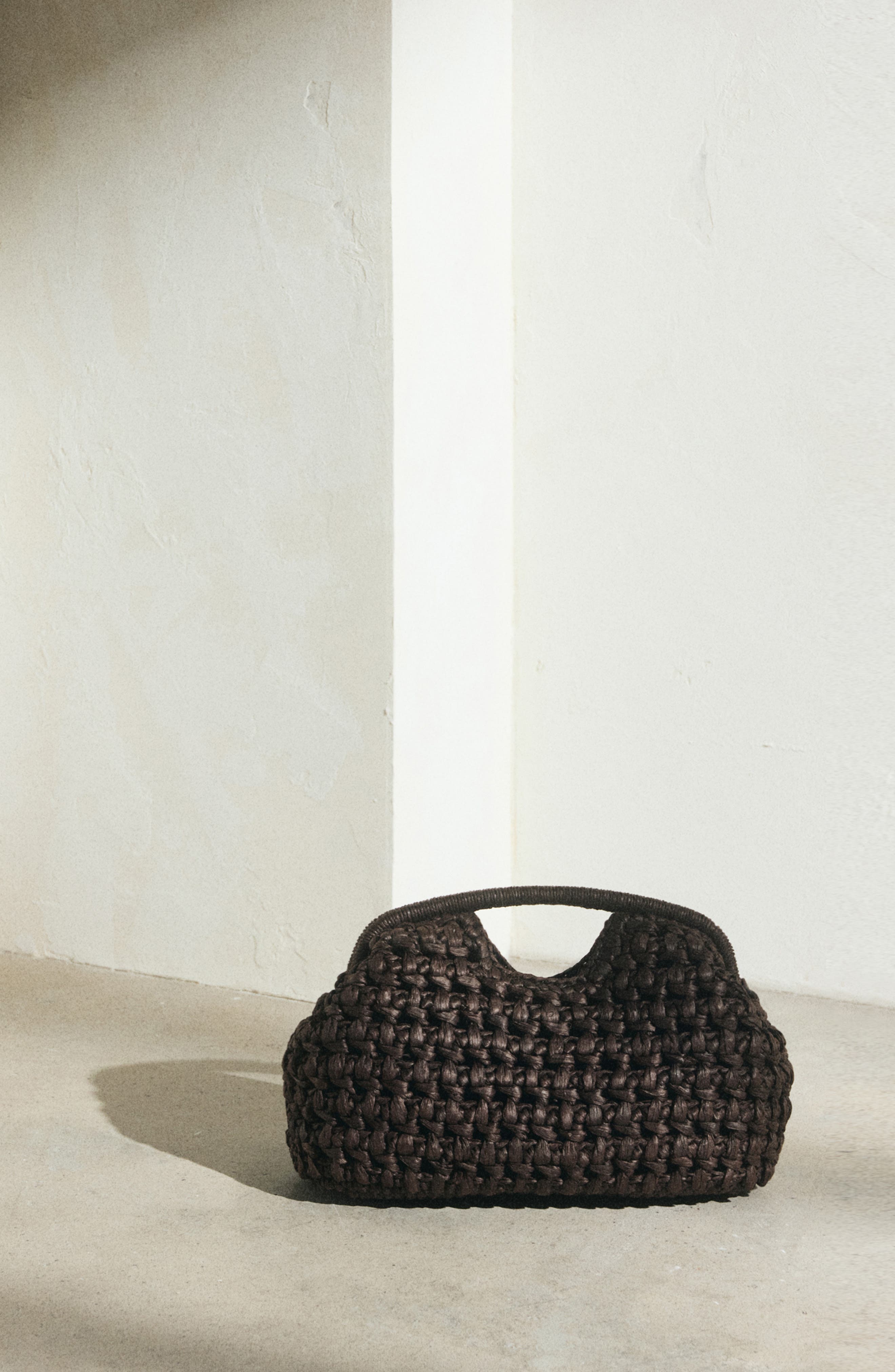 MANGO Natural Fiber Frame Clutch, Alternate, color, Chocolate